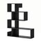 Black 5-Tier S-Shaped Bookshelf Geometric Z-Shelf Bookcase with Open Cubes